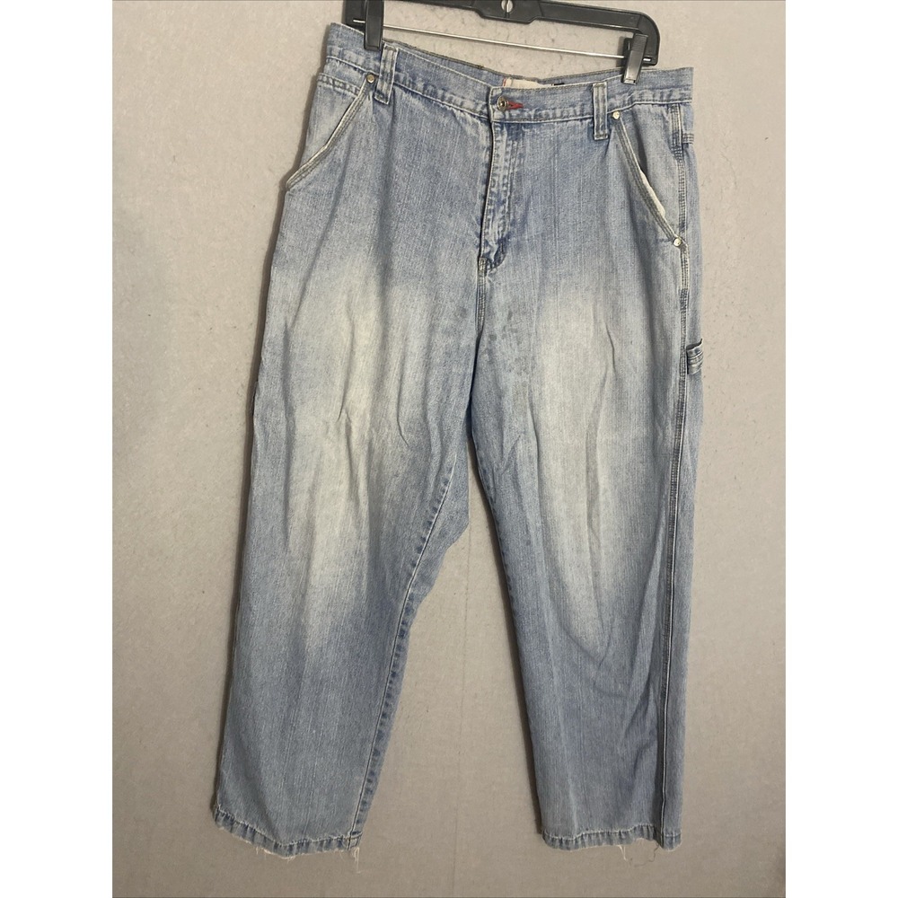 VTG Plugg Co Men's Baggy Carpenter Jeans 33x29 Blue Denim Zipper Pocket Utility